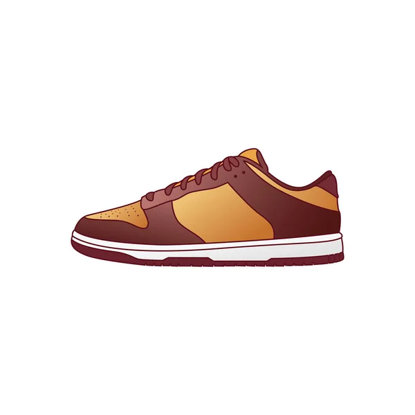 Gold Brown Sneaker Shoe Vector Illustration Isolated White Background — Stock Vector
