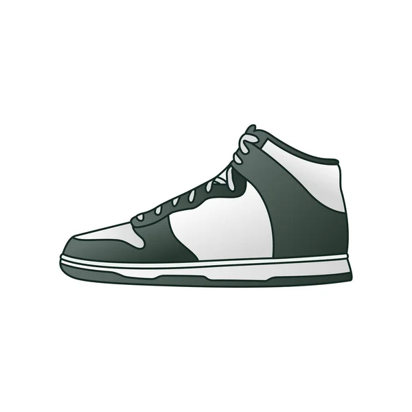 Groene Sneaker Schoen Zijaanzicht Vector Illustratie Geïsoleerd Wit — Stockvector