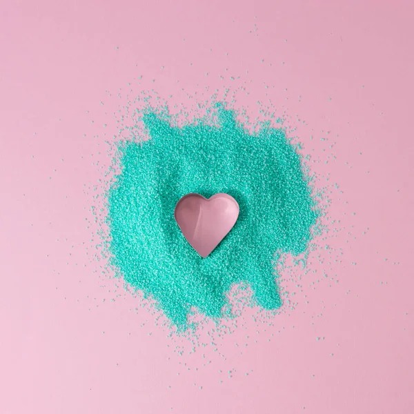 Conceito Dia Dos Namorados Feito Forma Coração Espaço Negativo Areia — Fotografia de Stock