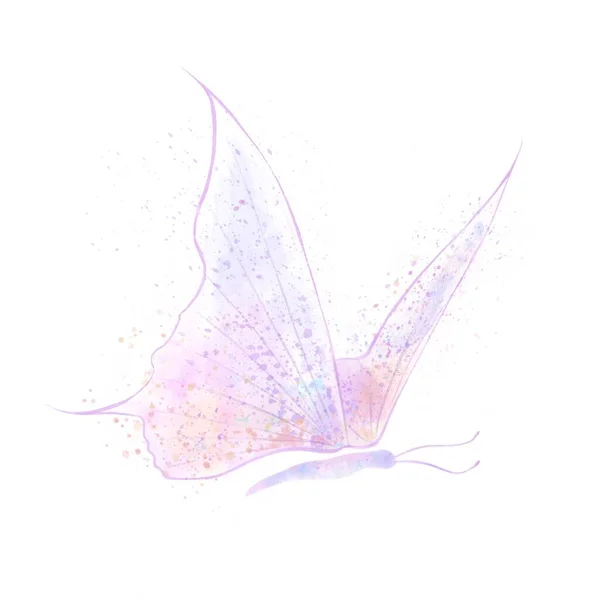 Schmetterling Von Flecken Und Spritzern Auf Isoliertem Weißem Hintergrund Aquarell — Stockfoto