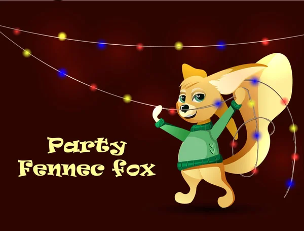 Cartoon Fennec Fox Prepara Para Natal —  Vetores de Stock