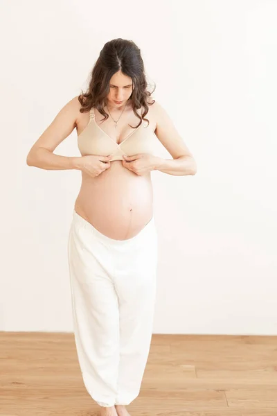Young Beautiful Pregnant Girl Bright Room Royalty Free Stock Images