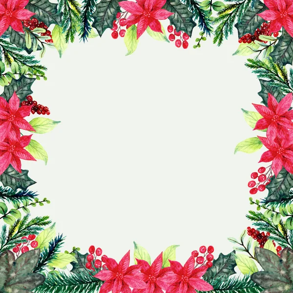 Hand Drawn Poinsettia Christmas Background — Stock Vector