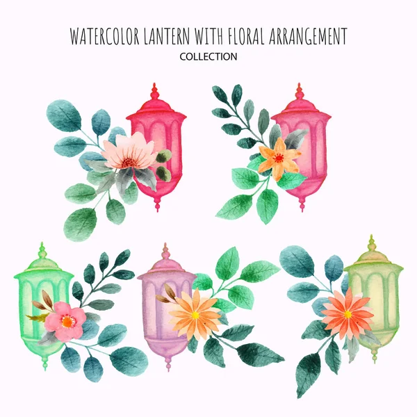 Lantern Flower Arrangement — Stock Vector