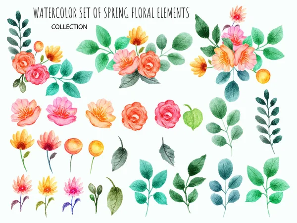 Весенний Цветочный Элемент Листьями Почками — стоковый вектор