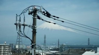 Shinkansen 'den Fuji Dağı' nın güzel manzara manzarası..