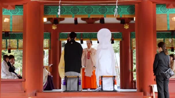 Tradizionale erbaccia giapponese in un santuario scintoista, Giappone. — Video Stock