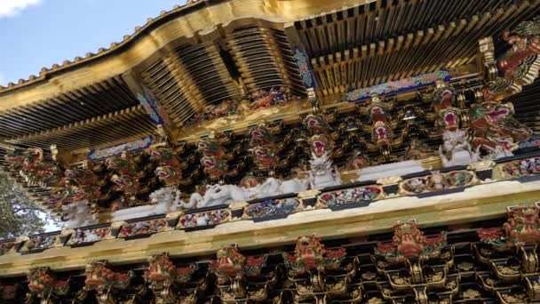 Japonya 'daki Nikko Golden Temple çatısı. Toshogu tapınağı.. — Stok video