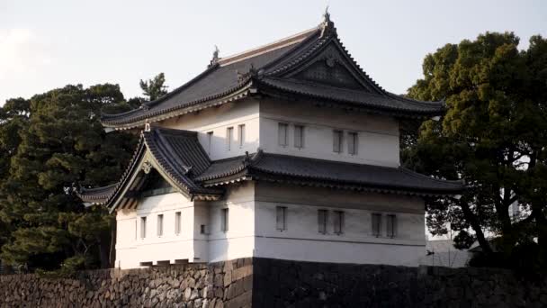 Torre di guardia al palazzo imperiale di Tokyo. — Video Stock
