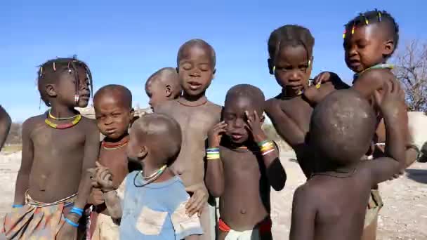 Opuwo Namibia May Close Young Dirty Himba Kids Acting Camera — Stock Video