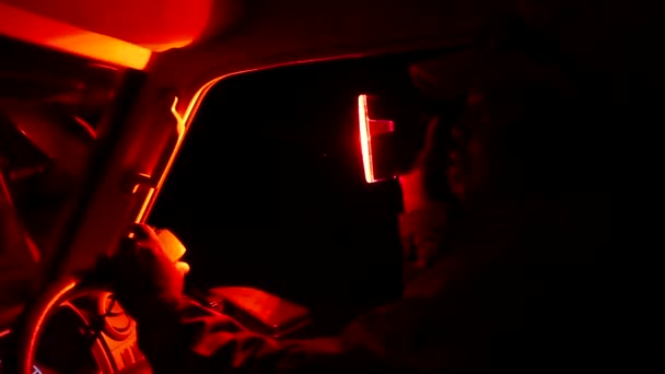 Nachtsafari Etosha Namibië Zoek Naar Dieren Met Rood Licht Night — Stockvideo