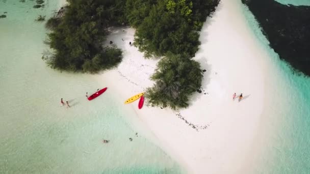 Légi Felvétel Egy Elhagyatott Kis Szigetről Maldív Szigeteken Gyönyörű Türkiz — Stock videók