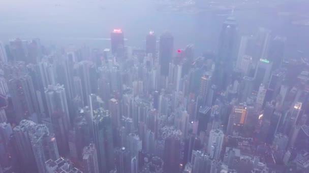 Aerial Video Iconic Skyline Victoria Peak Hong Kong Hong Kong — Vídeo de stock