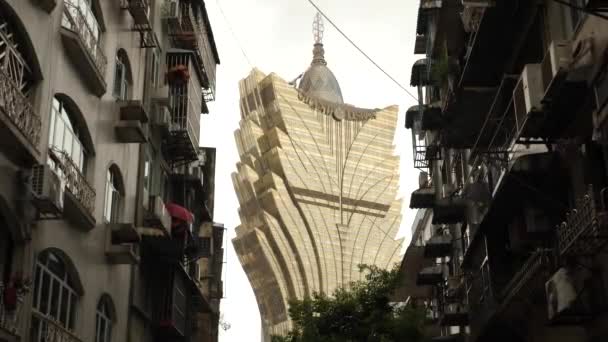 Macau China June Footage Macau Grand Lisboa Hotel Macao High — Stock video