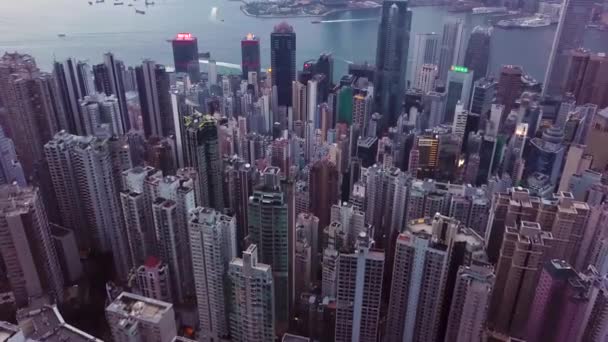 Filmik Lotu Ptaka Victoria Peak Hong Kongu Unikalna Panorama Hong — Wideo stockowe