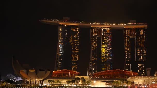 Singapore Singapore July Shot Marina Bay Sands Lotus Flower Building — стоковое видео