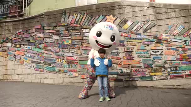 Busan Korea July Korean Mascot Tourist Wall Art Decorated Painted — Stock video