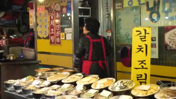 Seoul South Korea July Korean Street Food Sales Street Market — Vídeo de stock