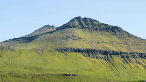 Green Rocky Summit Faroe Islands Top Mountain Faroe Islands High — Vídeo de Stock