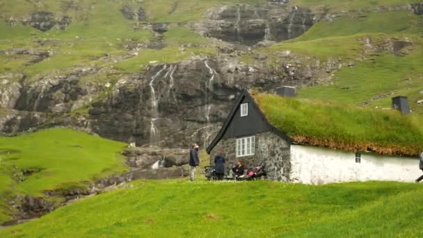 Old Faroese House Middle Nature Typical Old House Faroe Islands — Stockvideo