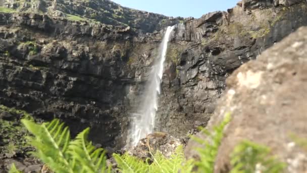 Faroese Waterfall Fossa Beautiful Nature Faroe Islands High Quality Footage — Stok video