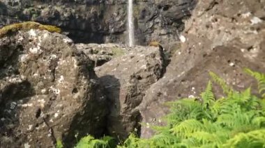 Faroese waterfall Fossa. Beautiful nature in Faroe Islands. High quality 4k footage. 