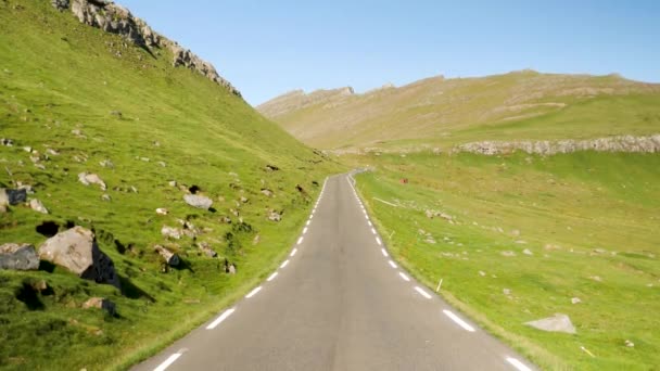 Empty Straight Road Faroe Islands Beautiful View Funningur Scenic Point — Vídeos de Stock