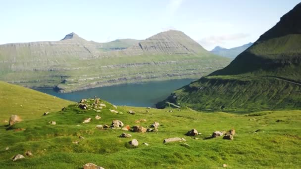 Faroe Islands Beautiful View Funningur Scenic Point Amazing Nature Faroe — Wideo stockowe