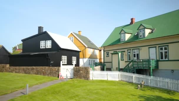 Typical Scandinavian Architecture Regular Houses Torshavn Faroe Islands High Quality — Stok video