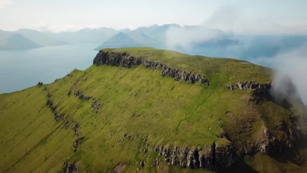 Aerial View Kalsoy Island Faroe Islands Amazing Faroese Nature Green — 图库视频影像