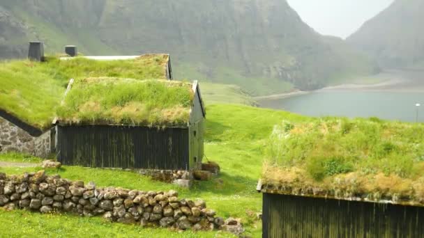 Old Faroese Houses Middle Nature Typical Old House Faroe Islands — Vídeo de stock