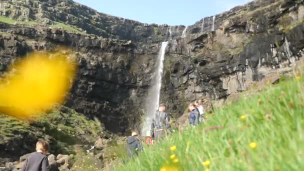 Fossa Faroe Islands August Faroese Waterfall Fossa Beautiful Nature Faroe — Stock videók