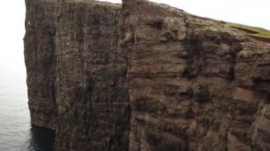 Aerial view of Slave cliff or Traelanipan. High quality 4k footage. Amazing nature. Huge cliffs.