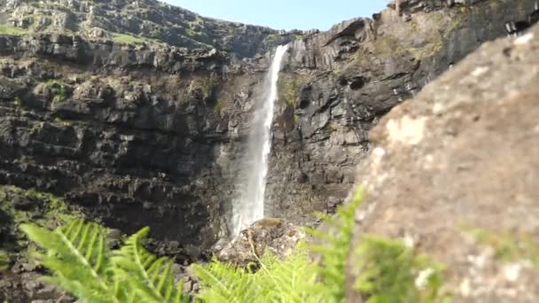 Faroese Waterfall Fossa Beautiful Nature Faroe Islands High Quality Footage — Stok video