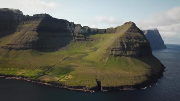 Veduta Aerea Drone Delle Isole Bordoy Kunoy Isole Faroe Natura — Video Stock