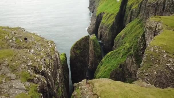 Veduta Aerea Drone Dunnesdrangar Isole Faroe Natura Incredibile Enormi Scogliere — Video Stock