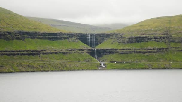 Faroese Waterfall Fossa Beautiful Nature Faroe Islands High Quality Footage — Stok video