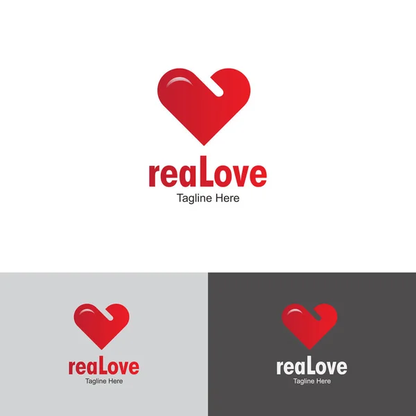 Real Love Logo Design Modello Cuore Cura Logo Design Cuore — Vettoriale Stock
