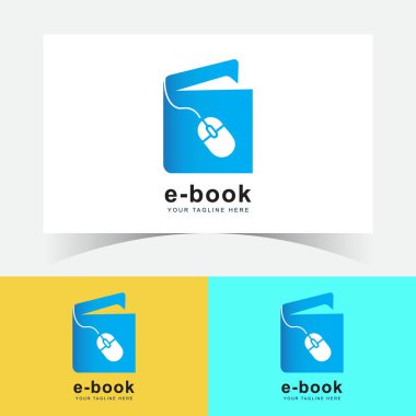 E-Book Logo Tasarım Şablonu. E-Book Düz Simgesi, Vektör illüstrasyonu.