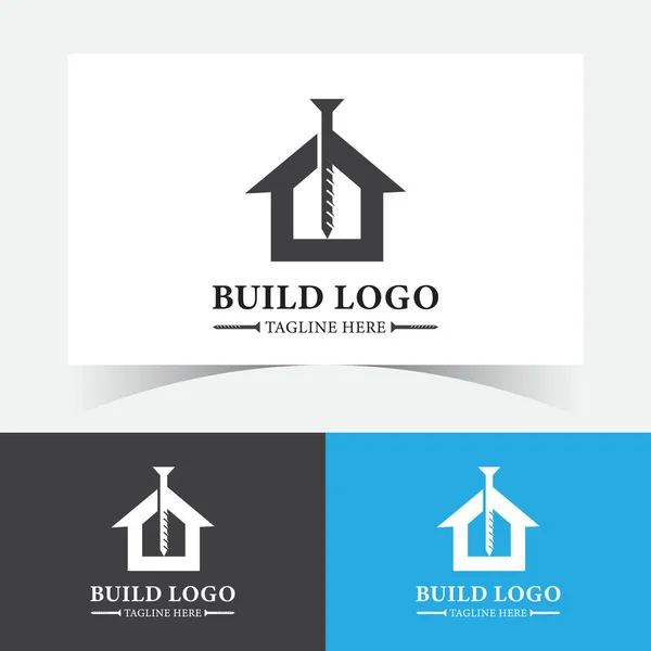 Build Logo Design Template Construction Building Logo Icon Design Vector — 图库矢量图片