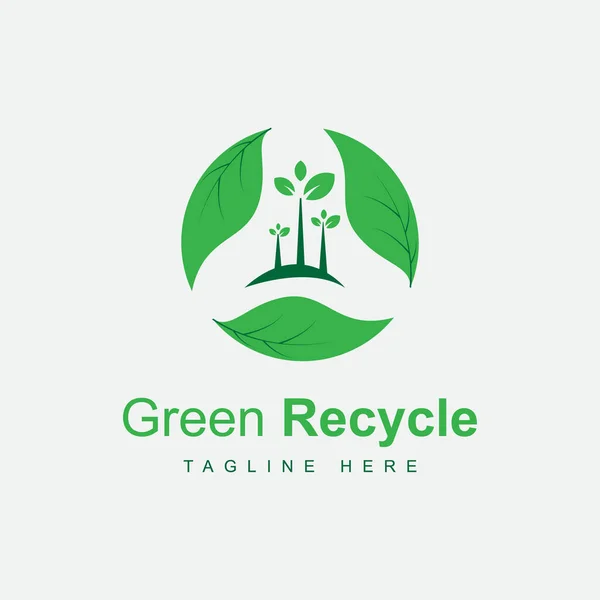 Green Leaf Recycle Logo Design Template — Stockvektor