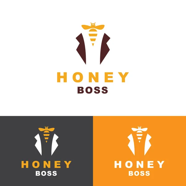 Honey Boss Logo Design Template Bee — Vettoriale Stock