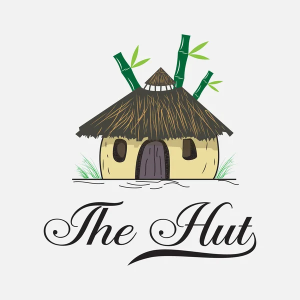 Hut Logo Design Template Bamboo — Vettoriale Stock