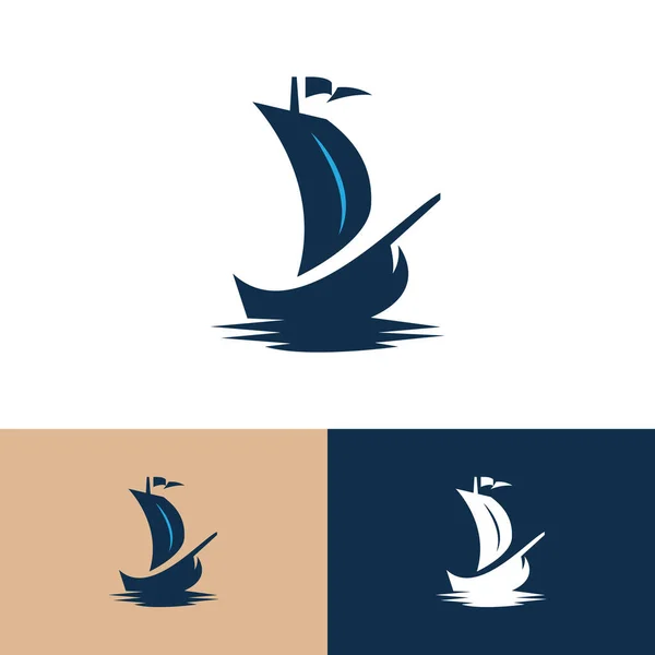 Шаблон Логотипа Лодки Парусом Флагом — стоковый вектор