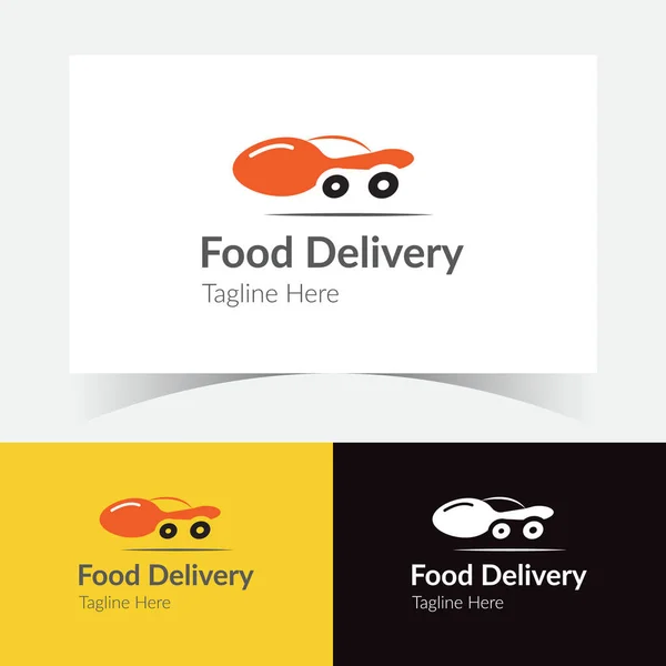 Modelo Design Logotipo Entrega Alimentos Colher Carro Para Entrega Alimentos — Vetor de Stock