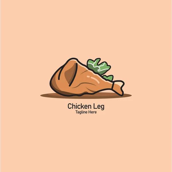 Chicken Leg Piece Logo Design Template Chicken Leg Line Icon — Archivo Imágenes Vectoriales
