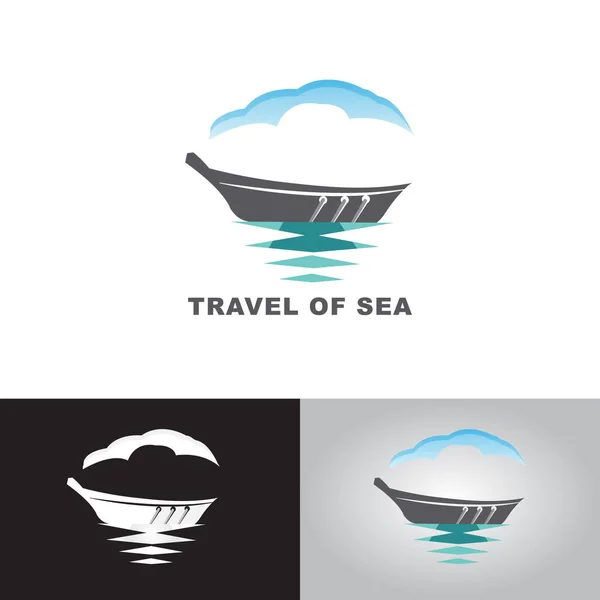 Travel Sea Logo Design Template Fishing Boat Logo Template — Stockvector