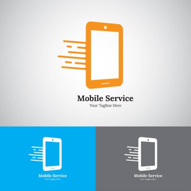 Mobil Servis Logosu Şablon-Mobil servis logosu ve kartvizit şablonu. İşaretli akıllı telefon sembolü. Mobil aygıtlar servisi ve onarım şablonu