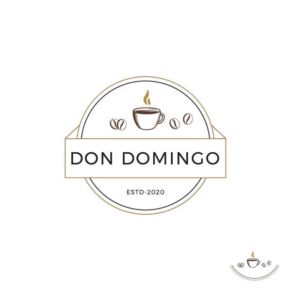 Modello Design Logo Caffè Con Fagioli Tazza — Vettoriale Stock