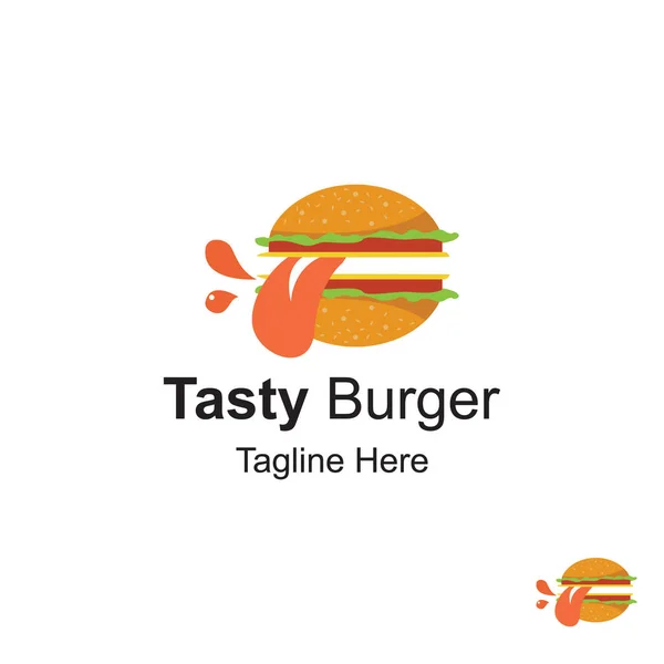 Leckere Burger Logo Design Template Burger Logo Design Für Restaurant — Stockvektor